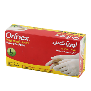 قفازات للايدي اورنيكس L بدون بودرة 100 حبة