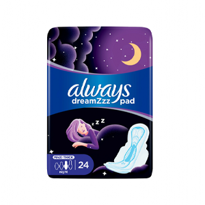 أولويز فوط صحية ليلية نسيج جاف مطوّر كبيرة عدد ٢٤