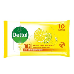 مناديل معقمة ديتول اصفر ليمون 10 منديل